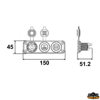 Voltmeter/Ammeter
digital, cigarette lighter
socket and USB A+USB C black colour - Black colour - Amp. 2,1+1 - Volts 12-24 [L0612080]