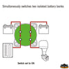 Dual circuit battery switch Mini 300A   - Continuous power 300A - Intermediate power 5 min. 450A - Power 10 sec. 1000A - Voltage 32v [L0606010]