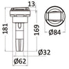 Saturn cold water shower horizontal white base