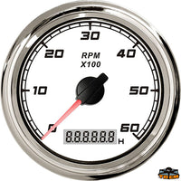 Universal tachometer with hour meter outer diameter 96 mm black color - Black colour - Scale 0-6000RPM - Dimensions mm ext.96-int.85-H55 - Volts12/24 [L3280602]