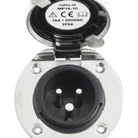 Ratio Stainless steel shore power inlet. 2P+E. 240v 16A