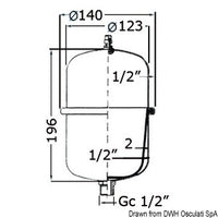 Accumulator tank f. fresh w. pump/water heater 2 l