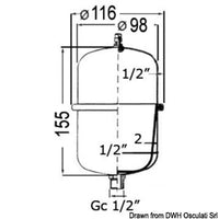 Accumulator tank f. fresh w. pump/water heater 1 l