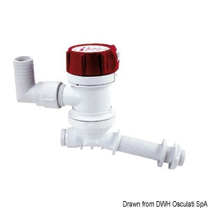 Rule tank aerator pump transom outlet