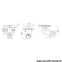 90° cockpit drain with check valve