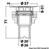 Flush cockpit drain w/AISI 316 head