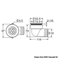 90° cockpit drain with w/check valve ø 1.5"