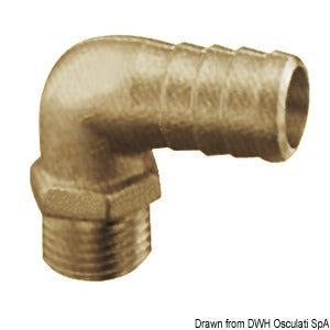 Brass hose adapter 90° 1/4" 10 mm
