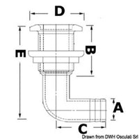 Nylon skin fitting 1" 25mm w/SS head 90° adaptor