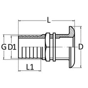 Thru hull chromed brass 3/8" x 15 mm