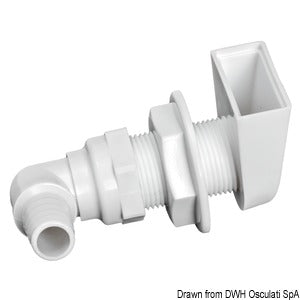 White plastic scupper 90° 1