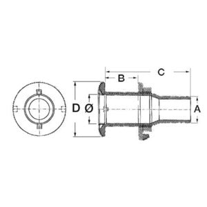 Skin fitting AISI 316 1 1/2" x 45 mm