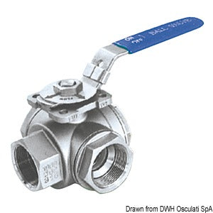 3-way ball valve AISI 316 3/4