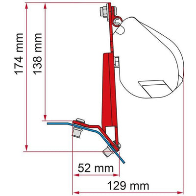Fiamma Awning Bracket Kit for Ford Custom Lift Roof - Deep Black