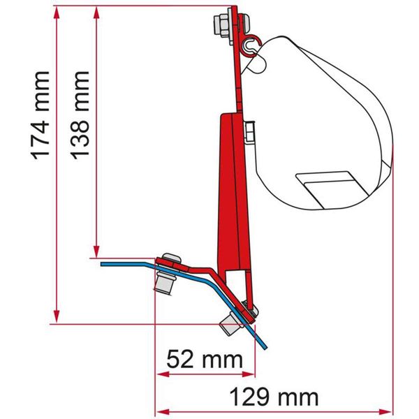 Fiamma Awning Bracket Kit for Ford Custom Lift Roof - Deep Black