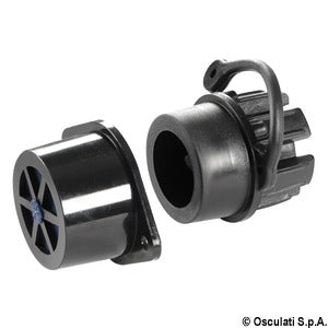 Drain plug fitted with valve for rubber dinghies