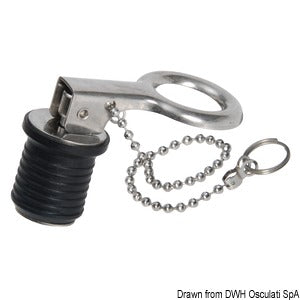 SS expandable water drain plug w/chain 22 mm