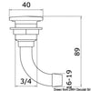 Full Flush chromed brass fuel vent 90° Ø 16 mm