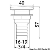 Full Flush chromed brass fuel vent straight Ø 16mm