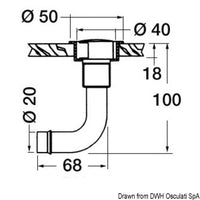 Fuel vent chromed brass elbow 90° right 16 mm