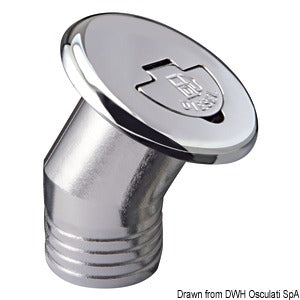 Chromed brass filler cap 30° WATER 38 mm