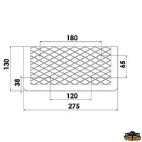 Rectangular elastic net in rubber as object holder black color 270x115x32 mm - Frame color Black - Net color Black - Dimensions 275x130 mm [Z0080115]