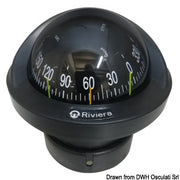 RIVIERA Artica Slim 2"3/4 black recess-fit compass, black rose