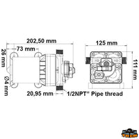 4-diaphragm self-priming fresh water pump 12V flow 11,5 Lt/min - Volts 12 - Portata Lt/min 11.5 - Consumption A 7 - Operating pressure Bar3.80 [P1612011]
