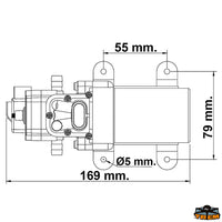 Low-consumption fresh water pump flow 3,8 Lt/min - Automatic version pressure switch - Pressure switch calibrated at 2.45 BAR - Flow rate Lt/min 3.8 [P1638022]