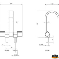 Hot/Cold water flat tap - 2x 3/8" Male connection [N0119160]