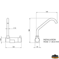 Long mixer tap - DX handle - Ceramic mixer - 2x 1/2" Female connection [N0114038]