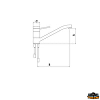 Square single control mixer - 2x 1/2" Female connection - A mm 120 - B mm 200 - C mm40 [N0112200]