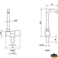 Cold water short tap with increased spout - Box da pz. 1 - DX handle - 3/8" male connection [N0100316]