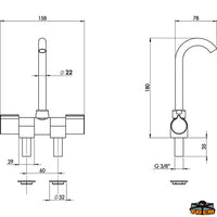 Double knob Hot/Cold water mixer with increased spout [N0138316]