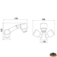 Tap with removable shower - Protrusion projection 180 mm - H mm 150 - 1.5 m hose - Hot/cold connections2x 3/8" Male [N0104311]