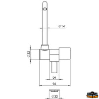 Cold water long foldable tap black colour - DX handle - 3/8" male connection [N0180180]
