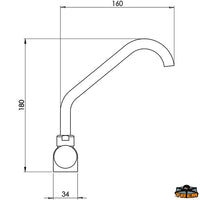 Cold water long foldable tap black colour - DX handle - 3/8" male connection [N0180180]