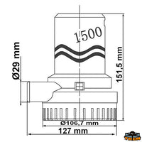 Automatic bilge pump 1500GPH - Amp 8 - Lt/H 5550 - Outlet Ø 29 mm [P1612207]