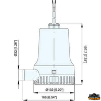 Submersible pump 9000 Lt/h 12V - Volts 12 - Amp 10 - Prev. mt 4 - Outlet Ø mm32 [P0200235]
