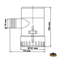 Bilge pump 12V flow 4160 Lt/h - Volts 12 - Flow rate GPH 1100 - L/H 4160 - Mouth Ø mm29 [P1600110]