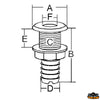 Aisi 316 seacock with hose connector 1 - 1" thread - A mm 54 - F mm 26 - B mm74 - C mm								

								33.3 - D mm 30 - And 42 mm [N0172325]