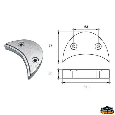 Anode for Bombardier engines (Johnson-Evinrude-OMC) Trem L8147302