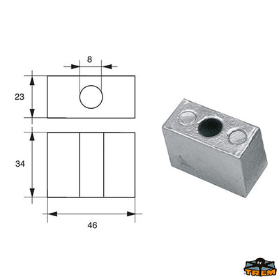 Anode for Bombardier engines (Johnson-Evinrude-OMC) Trem L8147306