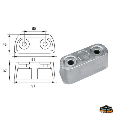 Anode for Bombardier engines (Johnson-Evinrude-OMC) Trem L8142010