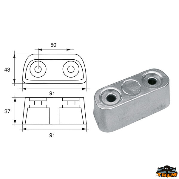 Anode for Bombardier engines (Johnson-Evinrude-OMC) Trem L8142010