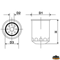 Yanmar fuel filter OEM 41650-502320 - OEM 41650-502320 - H mm 95 - D1 mm 72 - D2mm12 - D3 mm								

								- [N0114650]