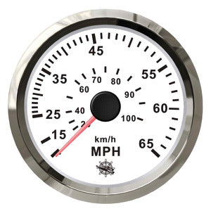 Pitot speedometer 0-65 MPH white/glossy