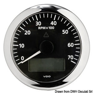 Revolution counter 7000 RPM black