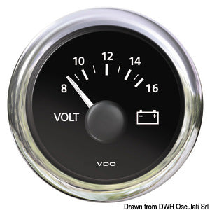 Voltmeter black 8/16 V
