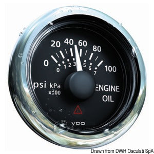 Oil pressure gauge black 5 bar/80 psi